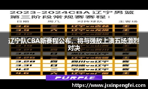 辽宁队CBA新赛程公布，将与强敌上演五场激烈对决