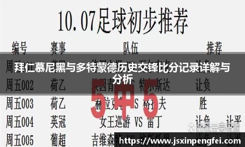 拜仁慕尼黑与多特蒙德历史交锋比分记录详解与分析